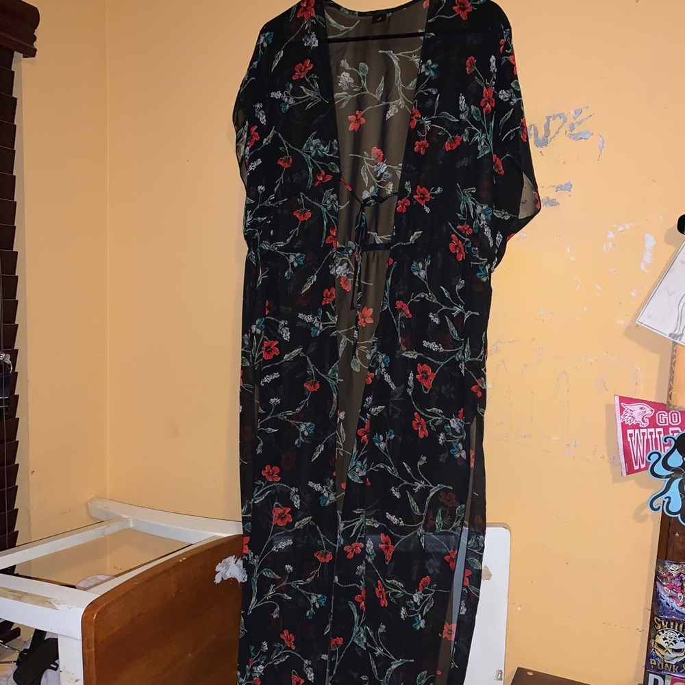Floral long cover up